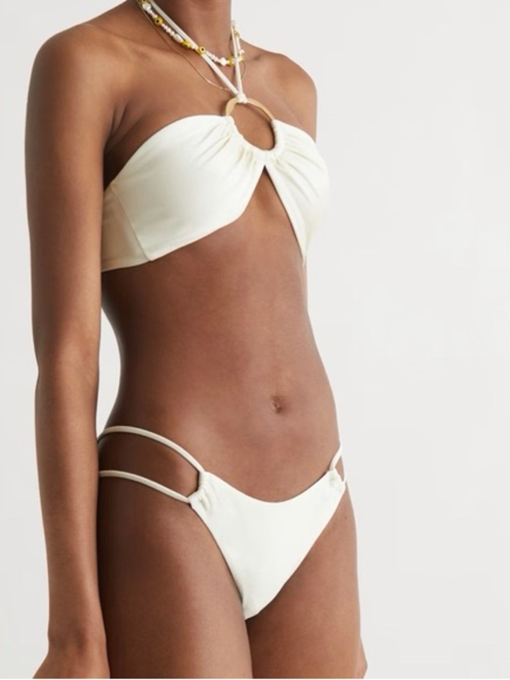 cult gaia Ivory Ring-Front Strap Bikini